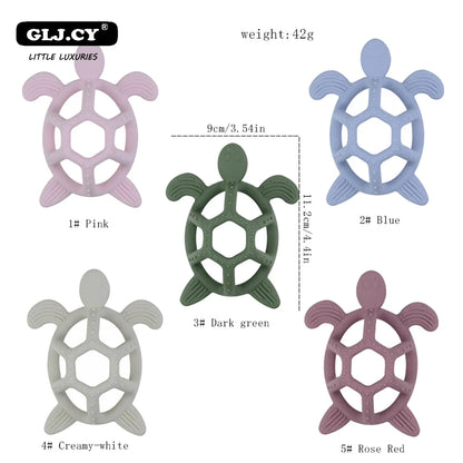Collection of colorful silicone turtle teethers for infants' oral care needs