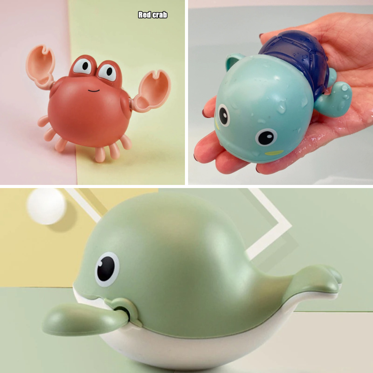 Set of colorful kids' swimming turtle bath toys, BPA-free, fun sea creatures for water play