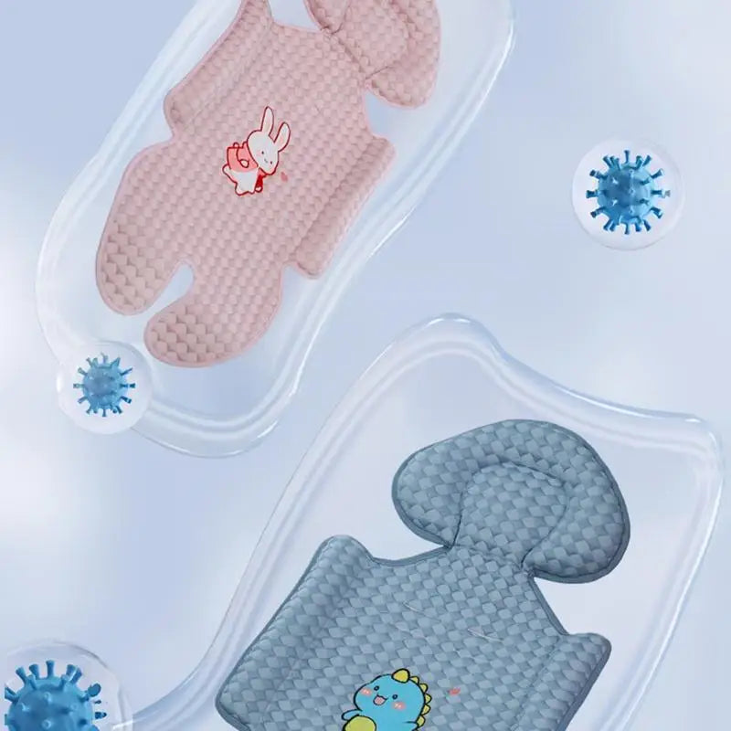 Breathable green stroller cooling pad, car seat liner for infant support, summer baby comfort
