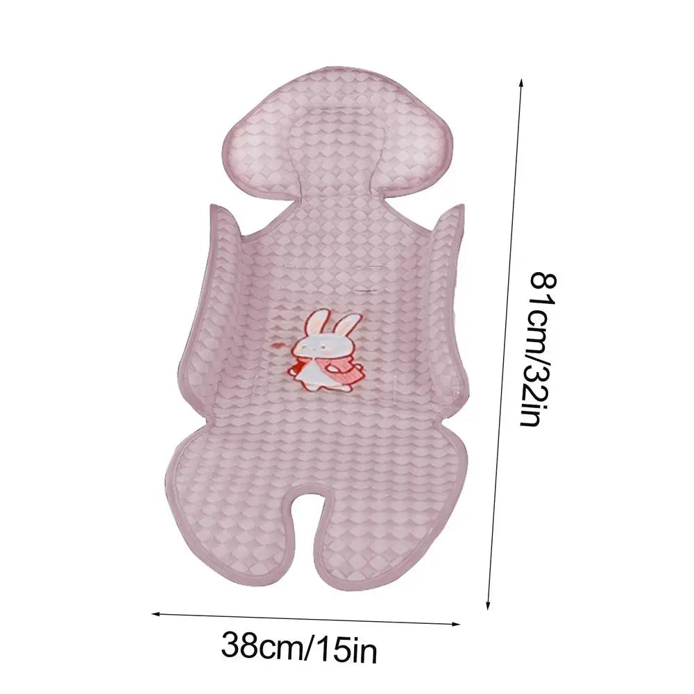 Pink unisex stroller cooling pad on a white background, essential summer baby gel mat
