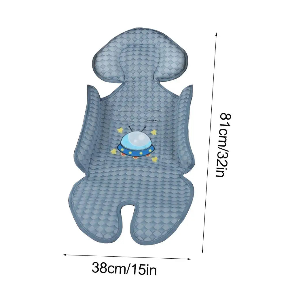Two unisex stroller cooling pads, green and pink, breathable infant support for summer comfort