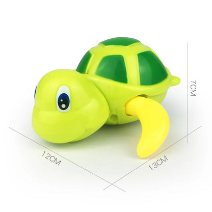Yellow wind-up swimming turtle bath toy, engaging educational toy for babies and kids