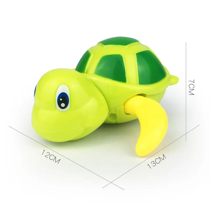 Yellow wind-up swimming turtle bath toy, engaging educational toy for babies and kids