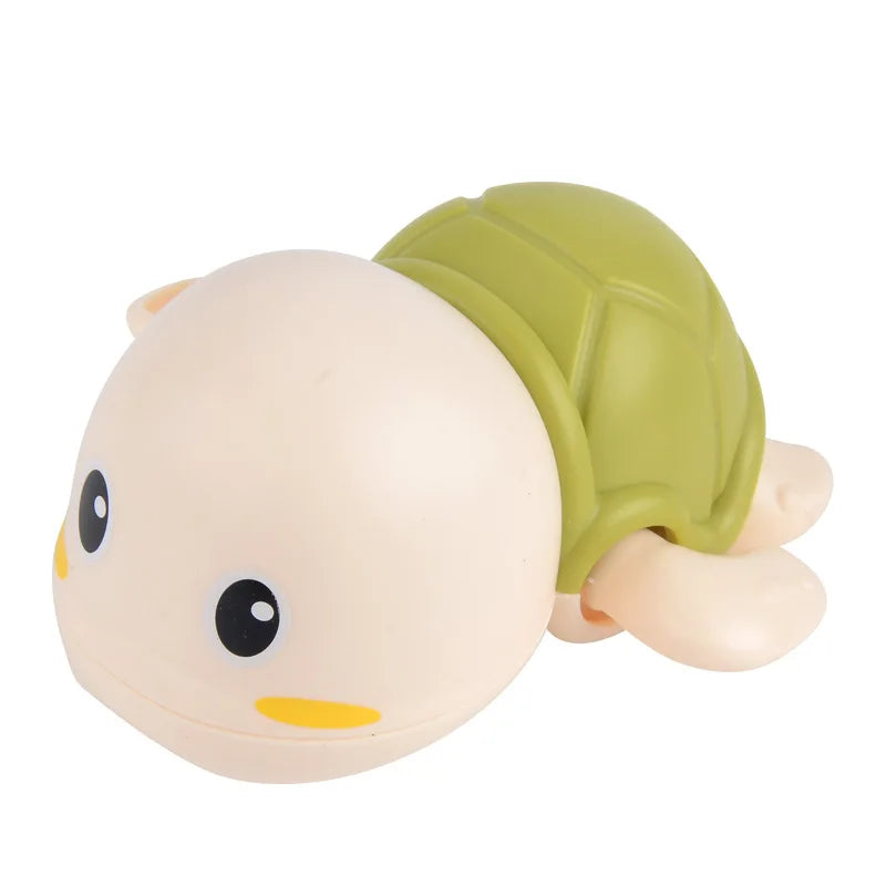Adorable wind-up swimming turtle bath toy, a safe and fun infant bath item and toddler toy