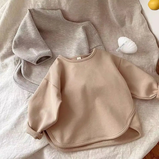 Grey cotton blend unisex kids' everyday sweater, soft knit for toddler fashion and winter wear.