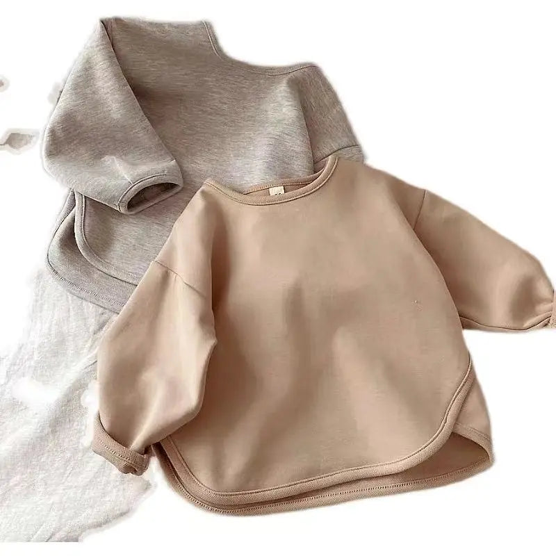 Everyday casual khaki children's apparel, soft knit unisex toddler sweater for comfy winter wear.