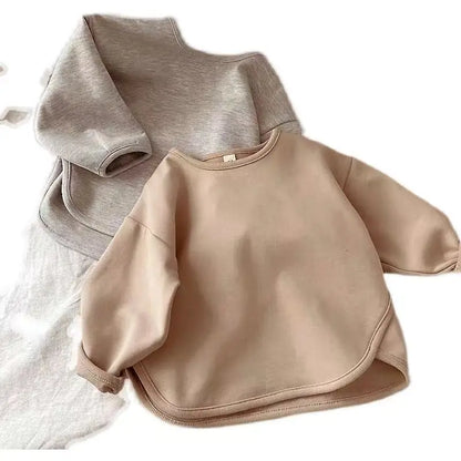 Everyday casual khaki children's apparel, soft knit unisex toddler sweater for comfy winter wear.