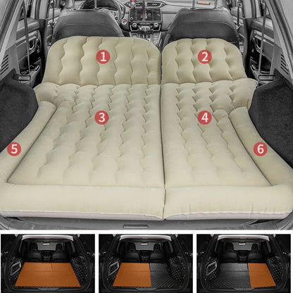 Unisex kids inflatable car bed, grey, designed for travel comfort and safety in SUVs and cars