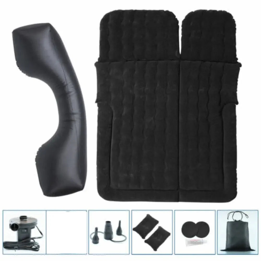 Inflatable car bed for children, grey, providing a comfortable sleeping solution for long car journeys