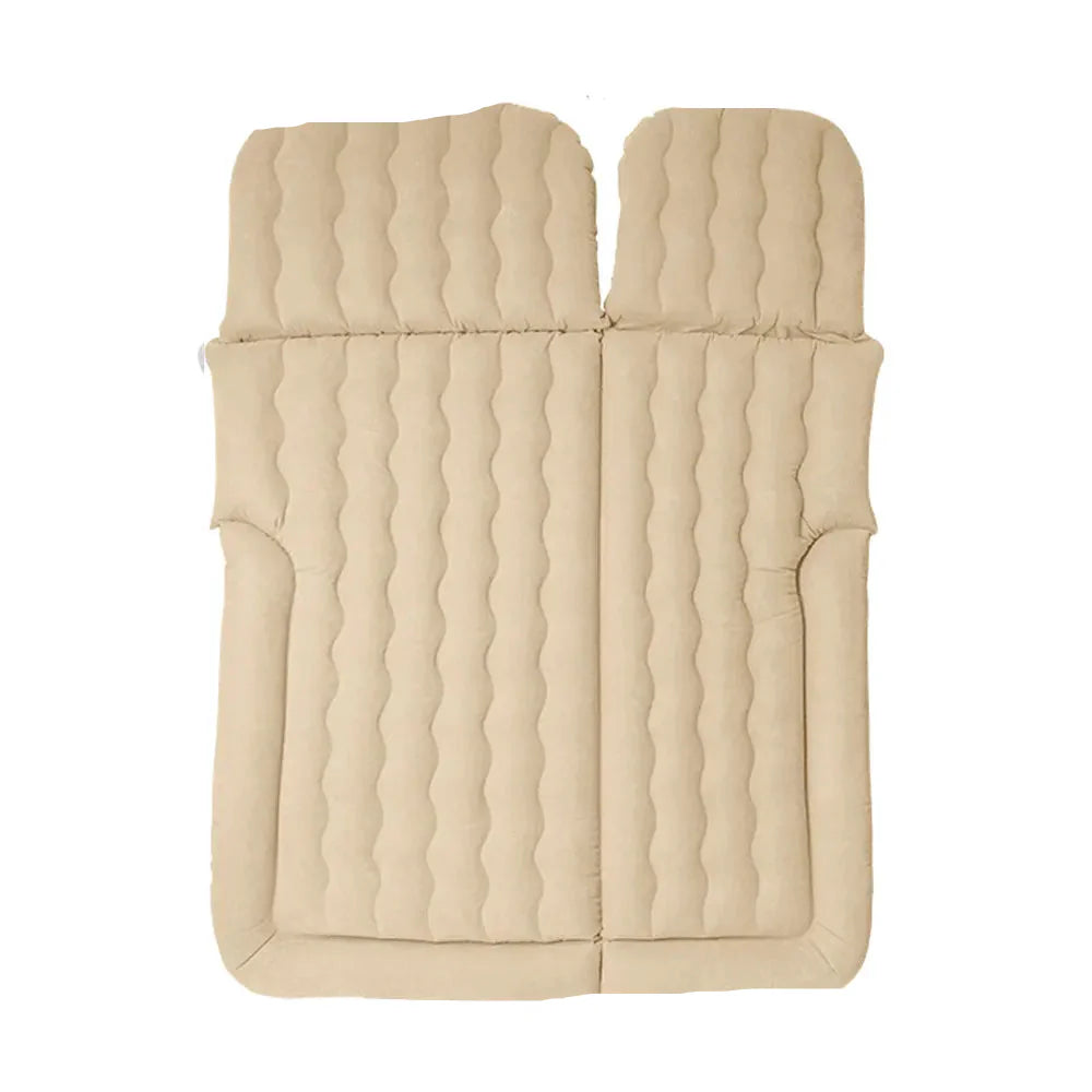 Grey inflatable car mattress, designed for kids' travel comfort, a safe and portable car accessory