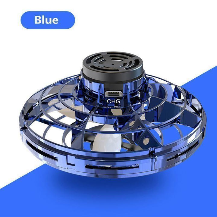 Mini drone flying toy with bright LED lights, hand controlled, rechargeable for hours of interactive play.