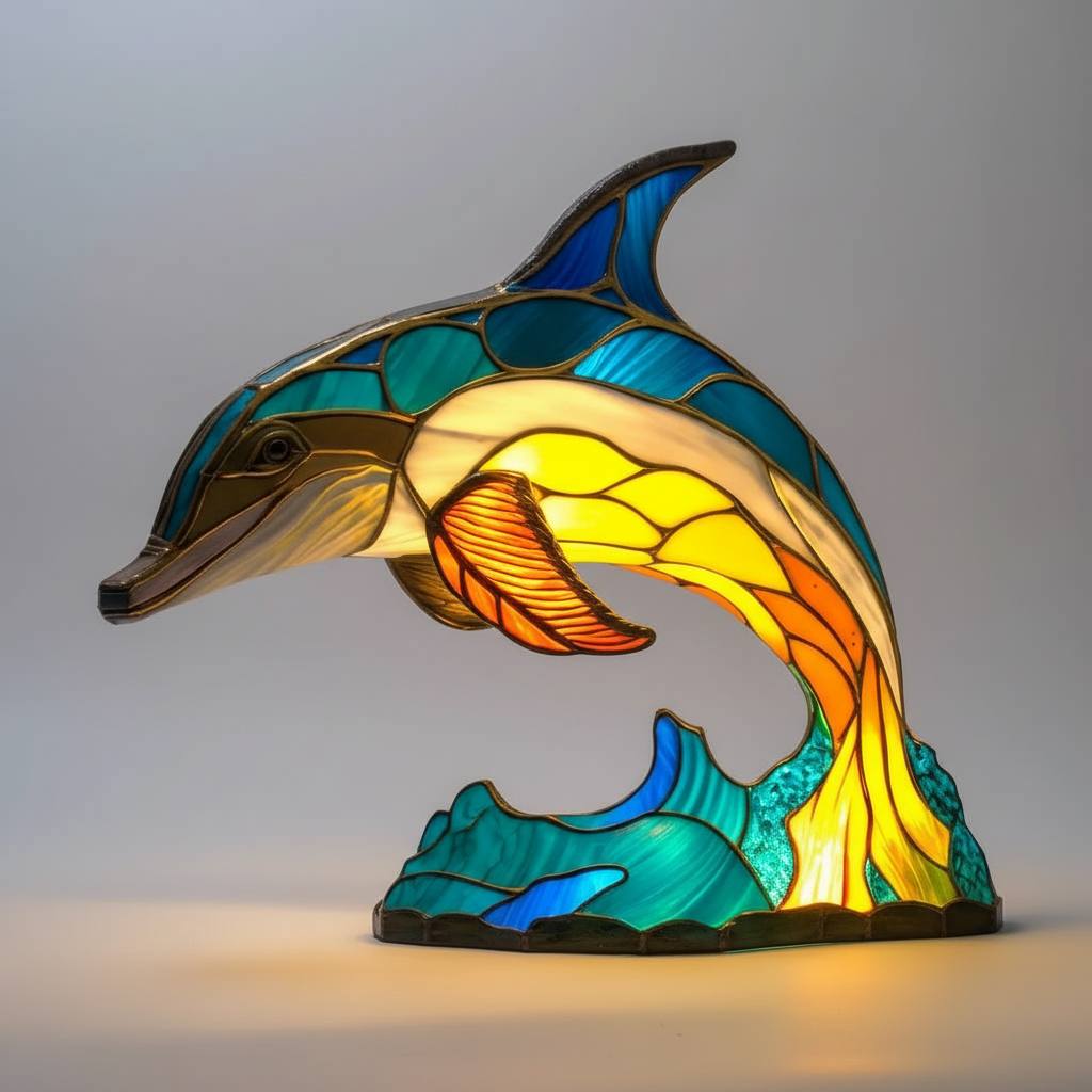 Unisex handcrafted animal head mosaic lamp showcasing vibrant colors, an artistic table decor light.