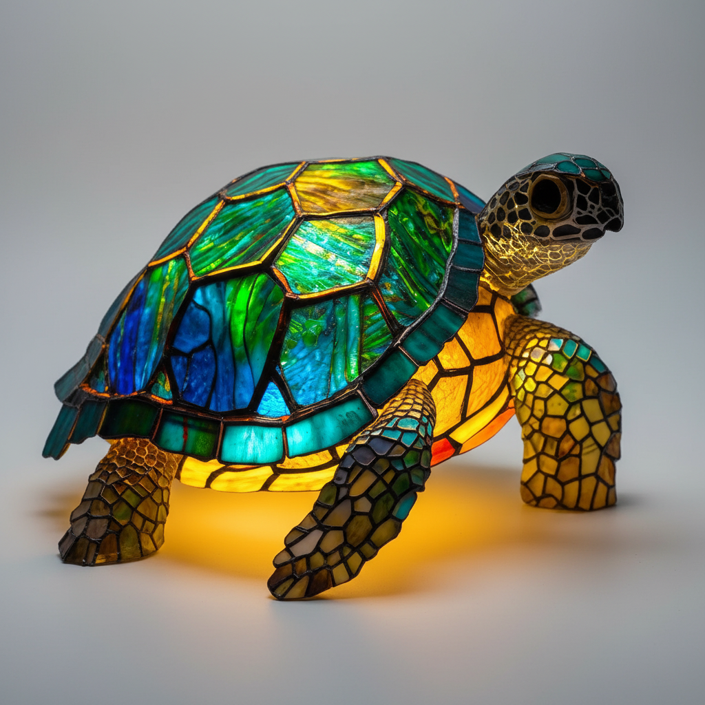 Unisex GleamPaw handcrafted animal head mosaic lamp, a striking accent piece for artistic lighting.