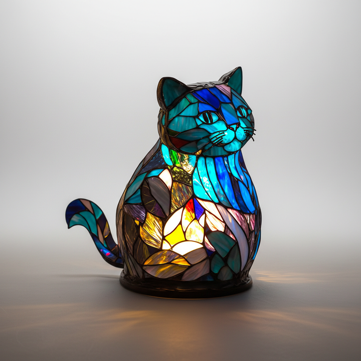 Decorative animal head mosaic lamp, a handcrafted accent light providing warm artistic illumination.