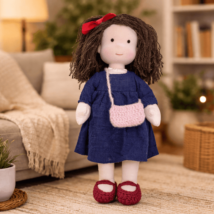 Heirloom quality handmade Waldorf doll, a cherished cotton plush toy for kids.