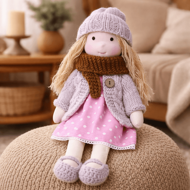 Waldorf-inspired doll, a soft cotton plush for imaginative play, handmade with care.