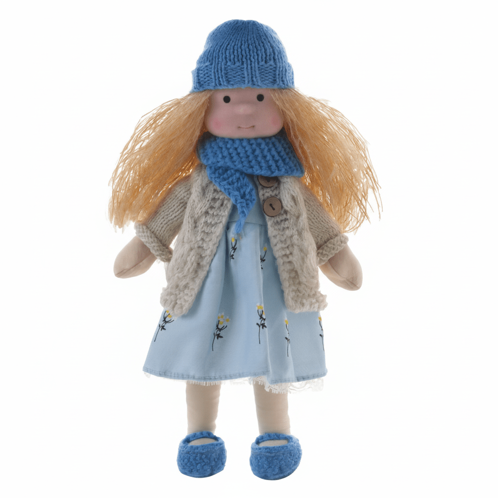 Waldorf doll for imaginative adventures, a soft cotton plush made with natural love.