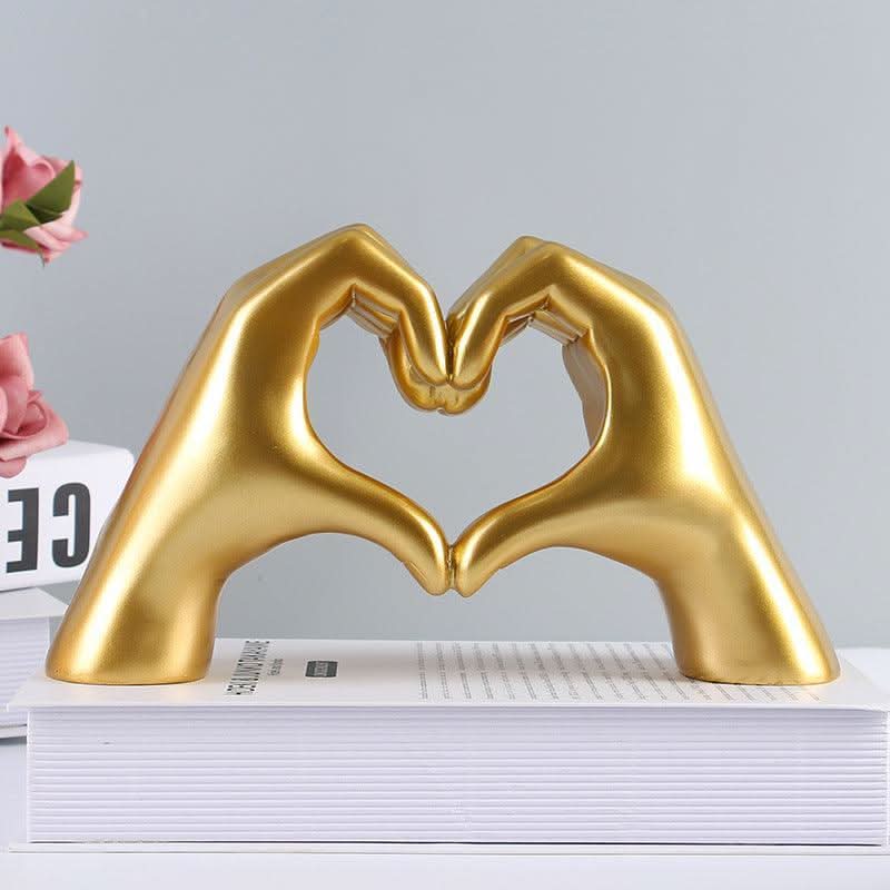Unique love symbol: Handcrafted wood heart hands sculpture, artisanal home decor. Rustic modern gift idea.
