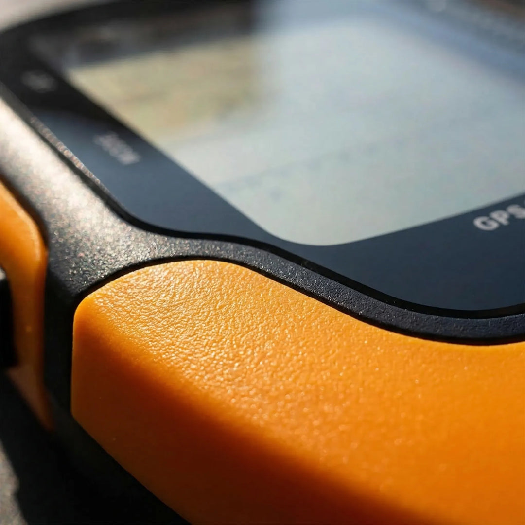 Rugged handheld GPS device with altimeter & barometer for precise outdoor navigation on trails & adventures.