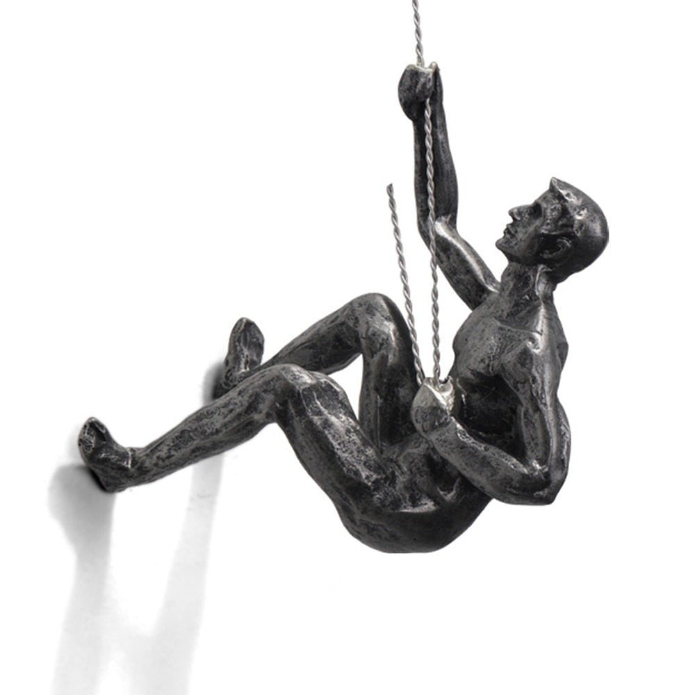 Abstract handmade climber wall art, unique modern sculpture for office decor.