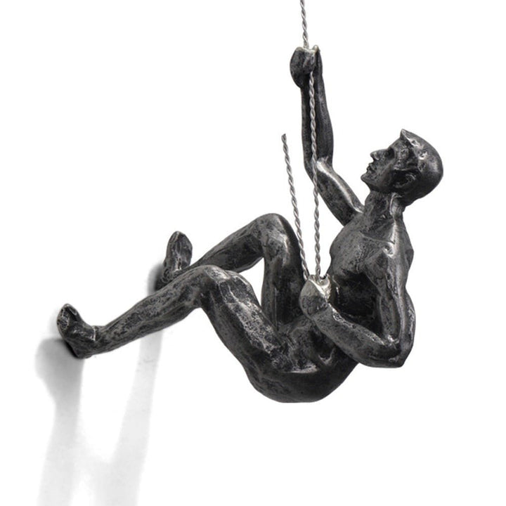 Abstract handmade climber wall art, unique modern sculpture for office decor.