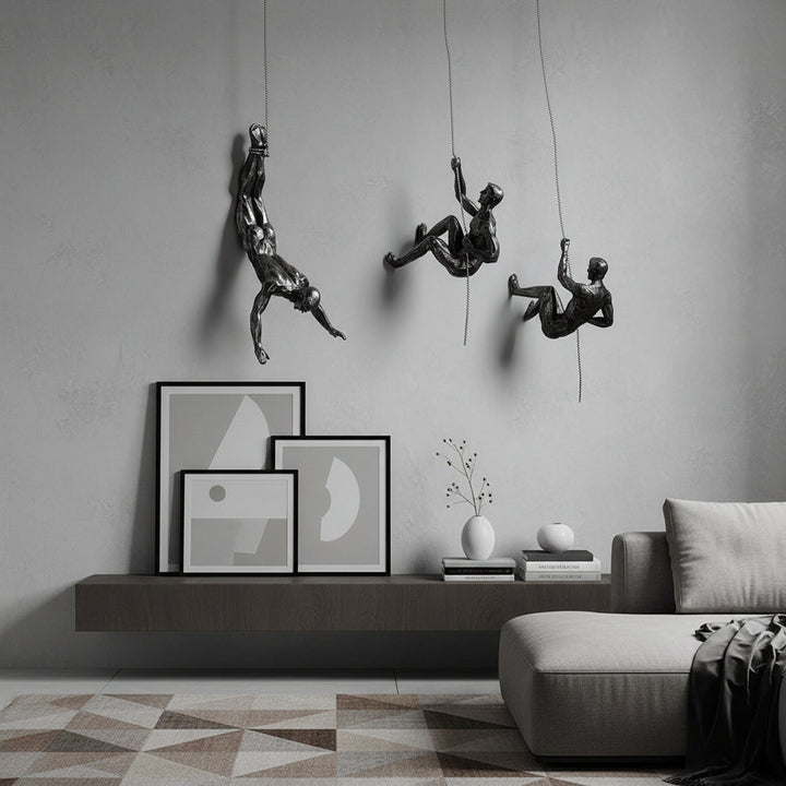 Inspiring climber sculpture, dynamic handmade wall art for stylish home decor.
