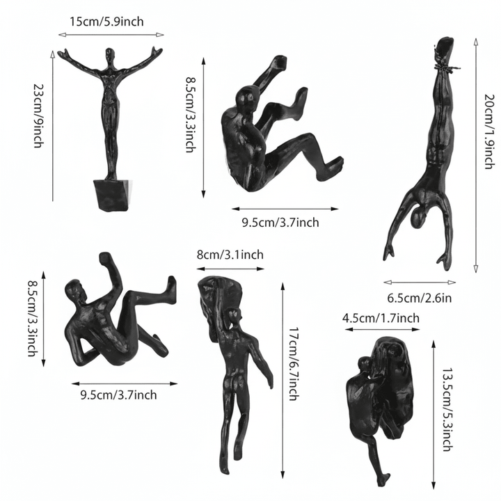 Modern climbing man wall art, handmade unique sculpture for decorative homes.