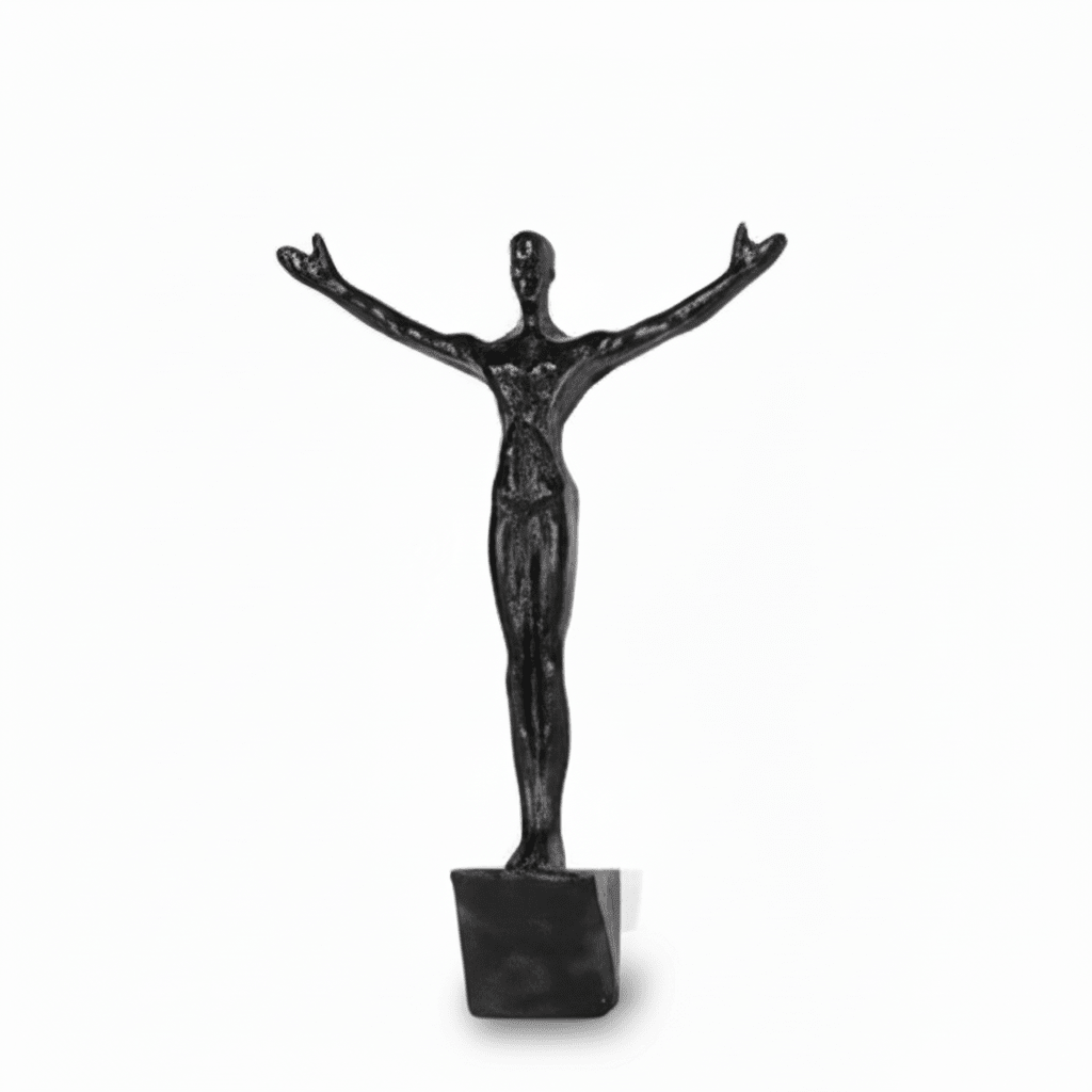 Artistic handmade climber figure, modern wall art sculpture for unique interiors.