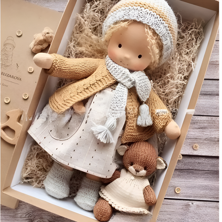 Soft Waldorf doll for imaginative play, a unique, natural gift.