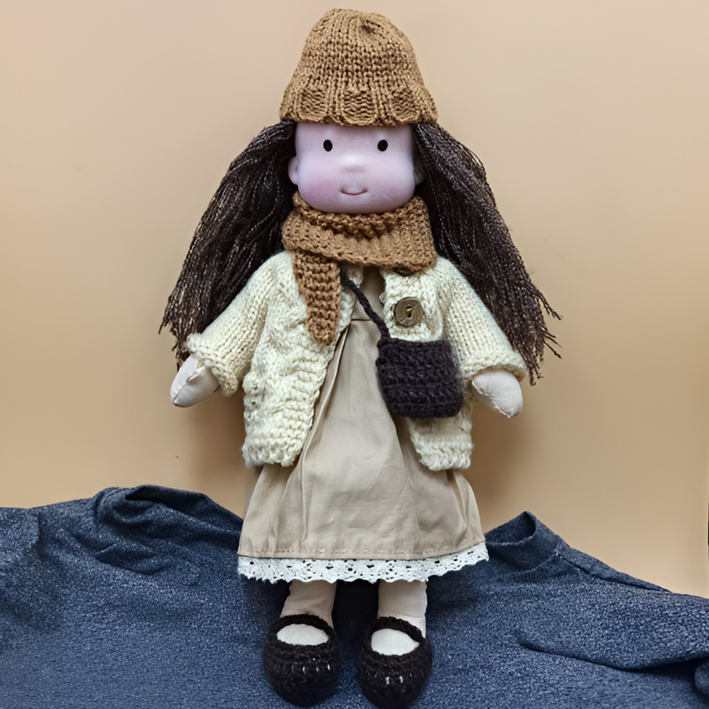 Imaginative Waldorf doll, soft cloth, perfect for toddlers.