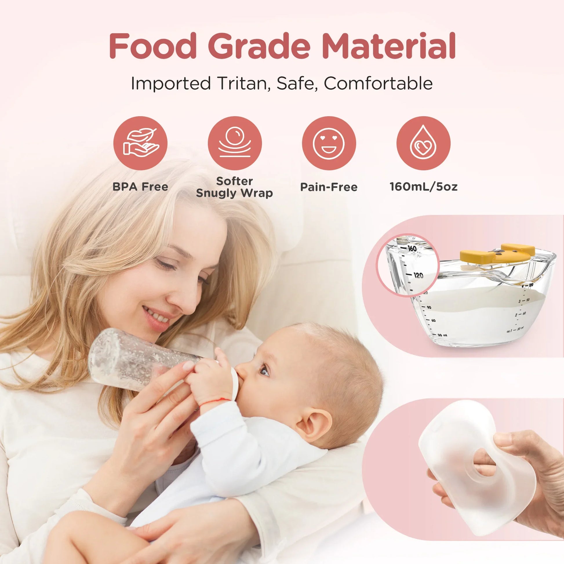 Multiple angles of the wearable pump emphasizing its lightweight and ergonomic design for active mothers.