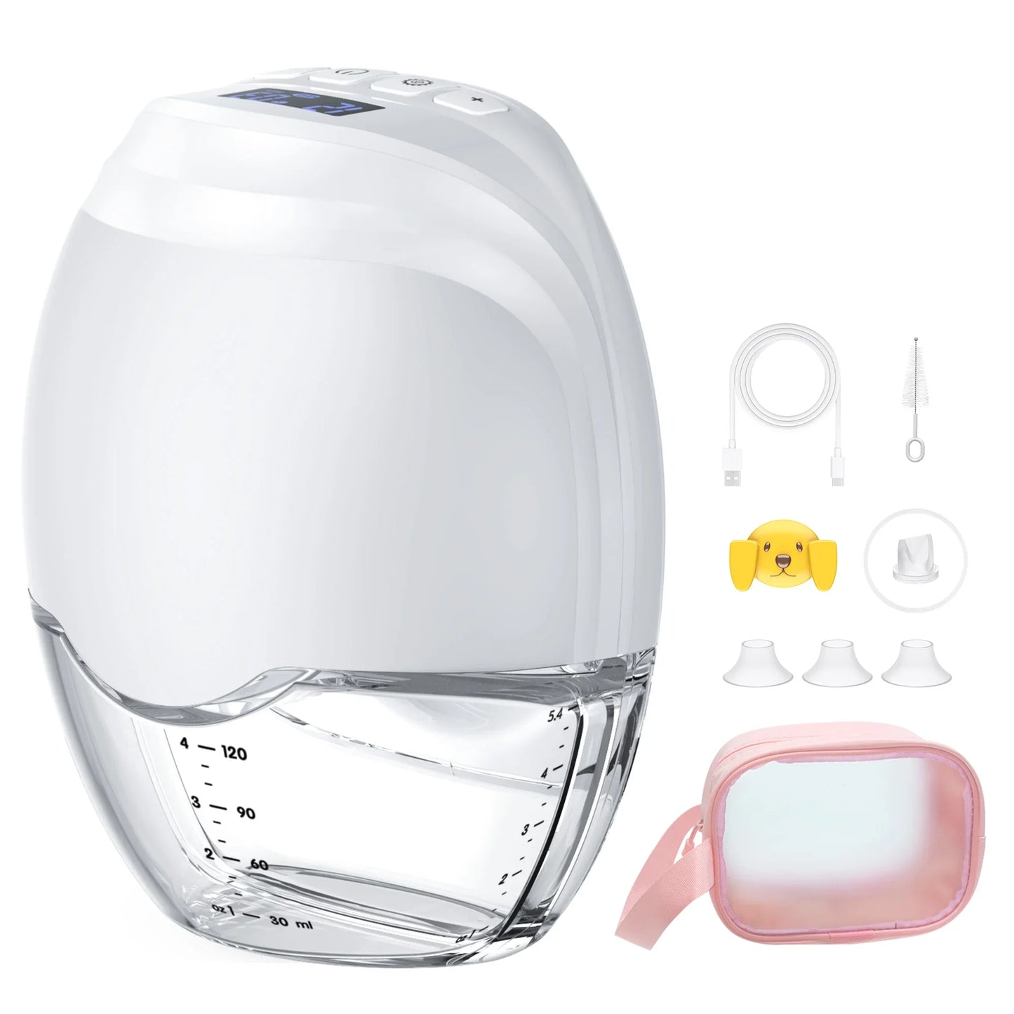 Packaging of the hands-free electric breast pump, presented as an ideal new mom gift or nursing essential.