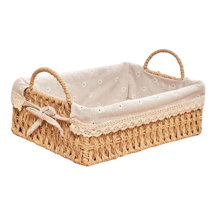 Versatile wicker storage basket with handles, suitable for kitchen storage, kids' toys, or general home organization.