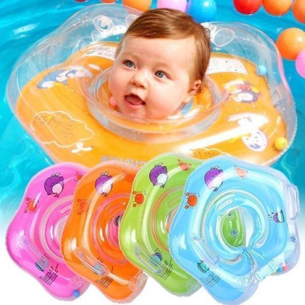 Detailed shot of a baby neck float with safety features for infant swim and bath time fun.