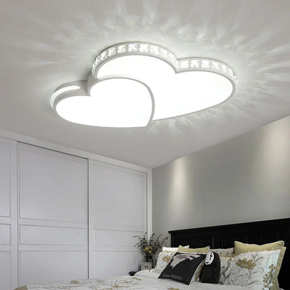 Energy-efficient heart crystal LED ceiling light, ideal bedroom lighting for kids' room decor.
