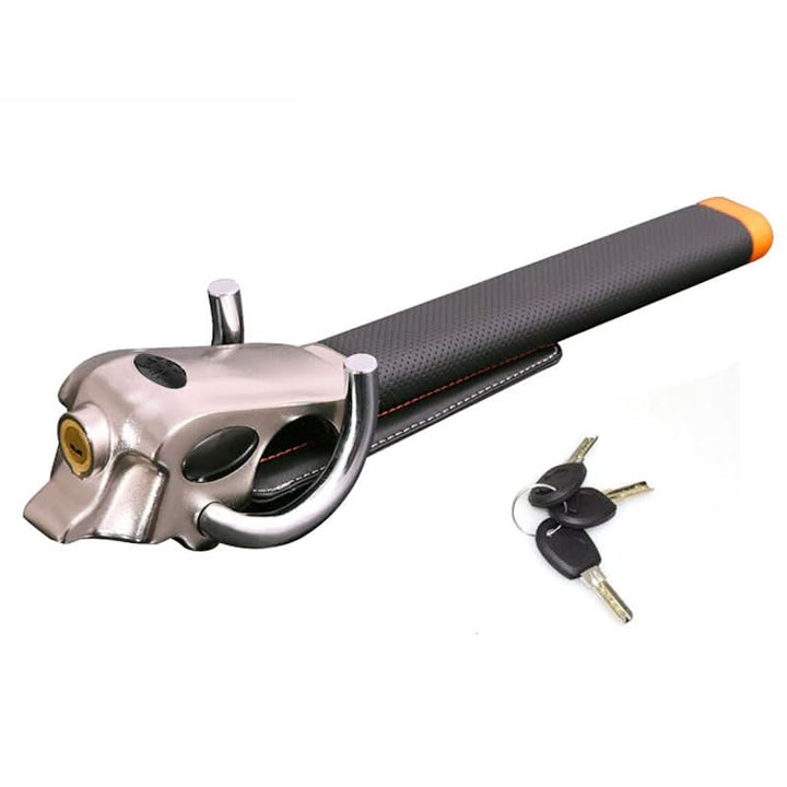 Secure your car with this heavy-duty steering wheel lock. Visible deterrent & effective anti-theft device.