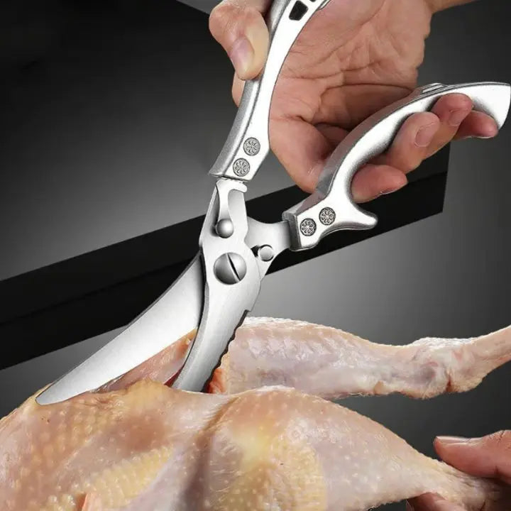 Heavy-duty stainless steel kitchen shears, perfect for effortless cutting in any kitchen task.