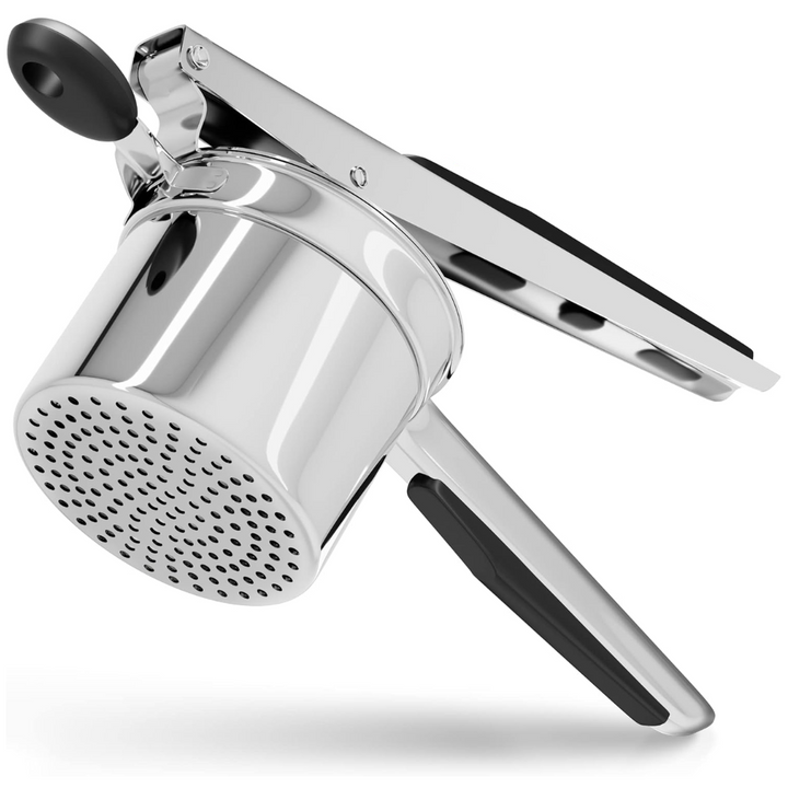 Heavy-duty stainless steel potato masher for smooth & creamy mash. Essential kitchen tool for food prep.
