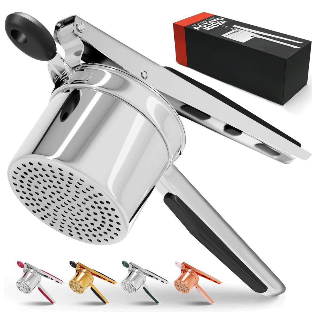 High-quality stainless steel potato masher for professional & home kitchen use. Great for smooth results.