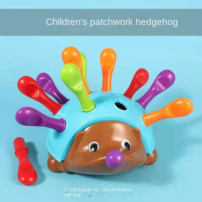 Sensory hedgehog montessori toy with bright pegs, ideal for preschool learning and development