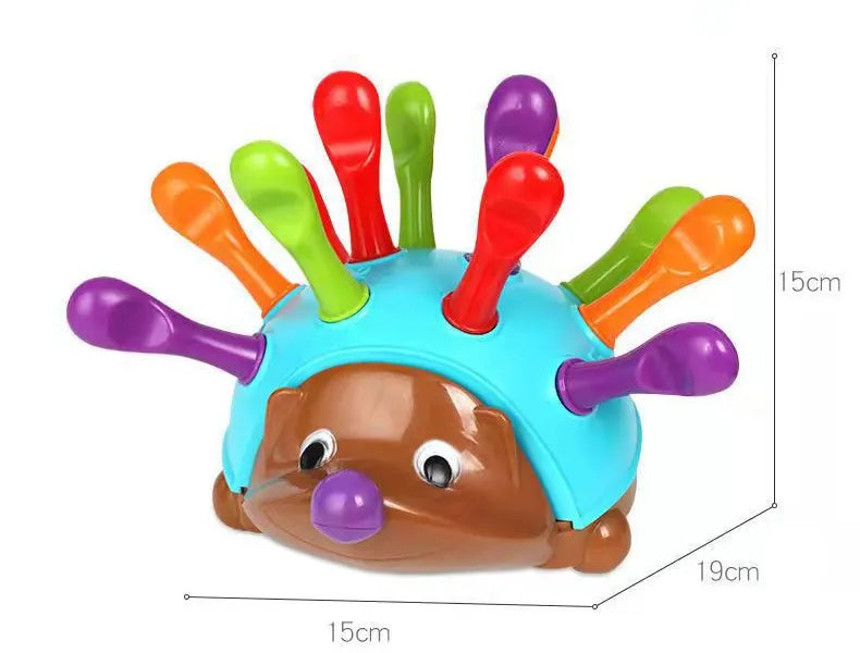 Hedgehog montessori toy on a white background, highlighting its educational design for toddlers