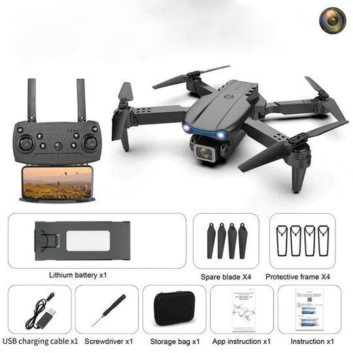 Detailed view of the high-performance drone's robust frame, advanced rotors & integrated 4K camera.