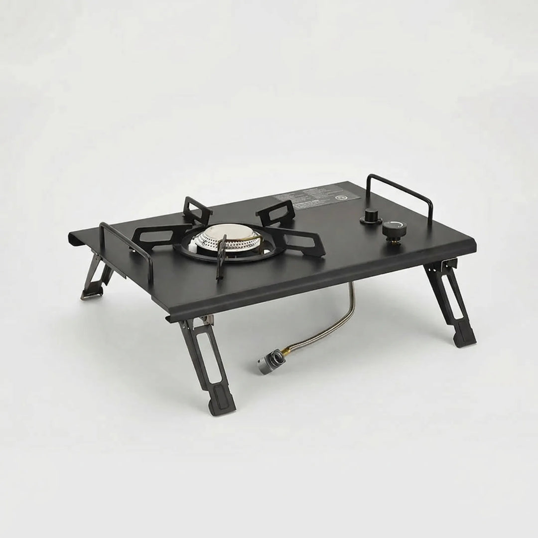 Portable gas burner for camping, a compact high-power outdoor cooker ideal for any adventure.