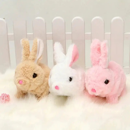 HoppyPal 'walking' plush bunny toy, interactive, soft white fur, for toddlers & kids