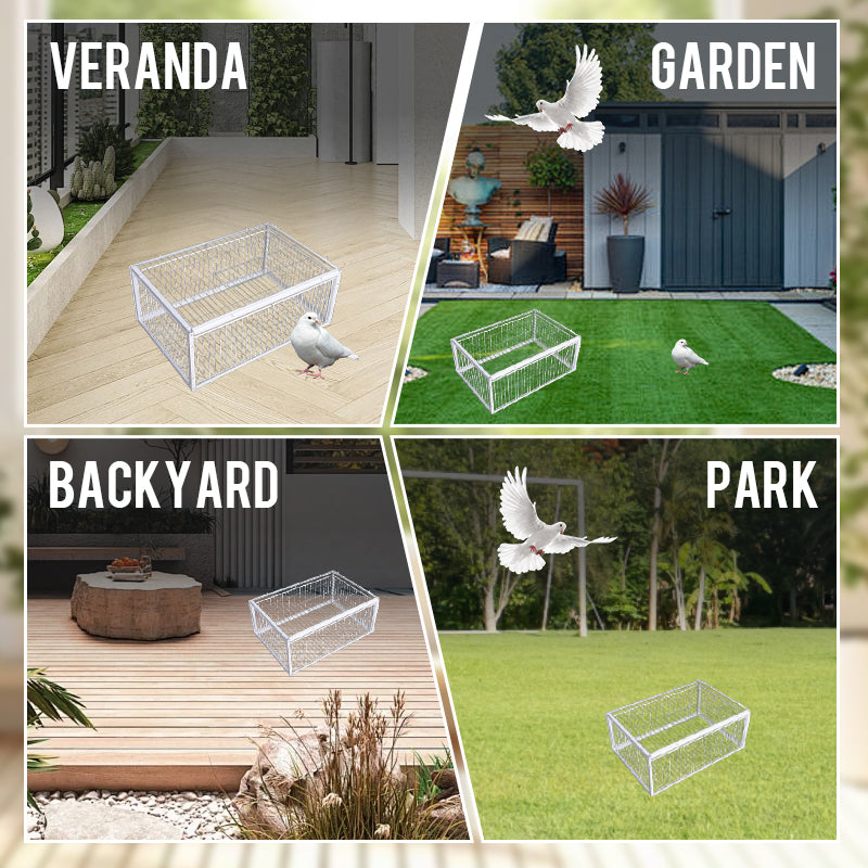 Effective outdoor bird trap, animal safe for pest management & yard protection. Live capture solution.