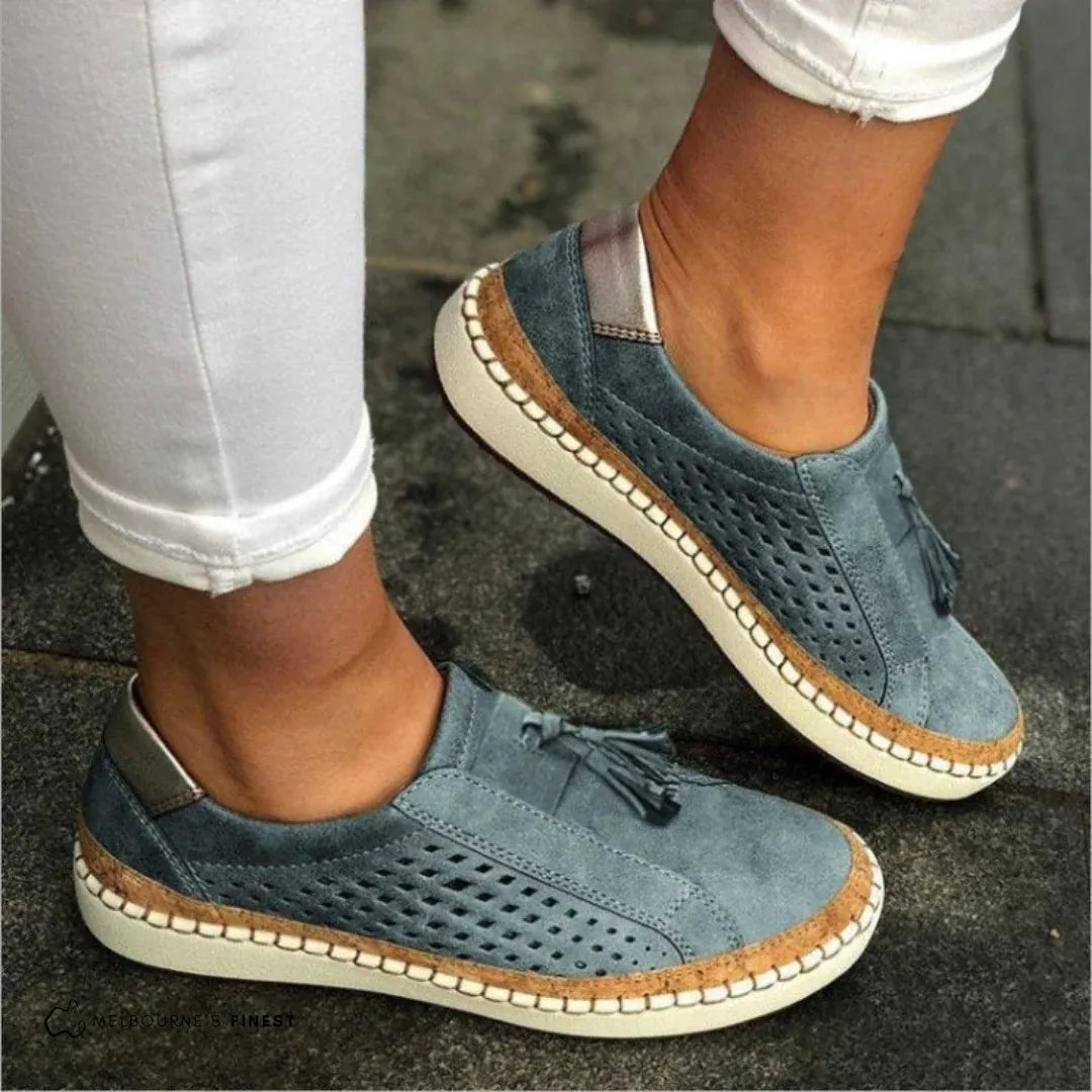 Women's Perforated Tassel Slip-On Loafers for Casual Comfort