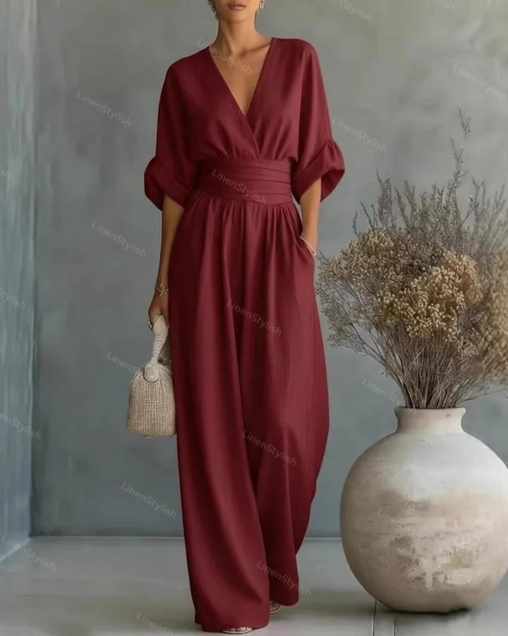 Women's Elegant V-Neck Jumpsuit for Effortless Style