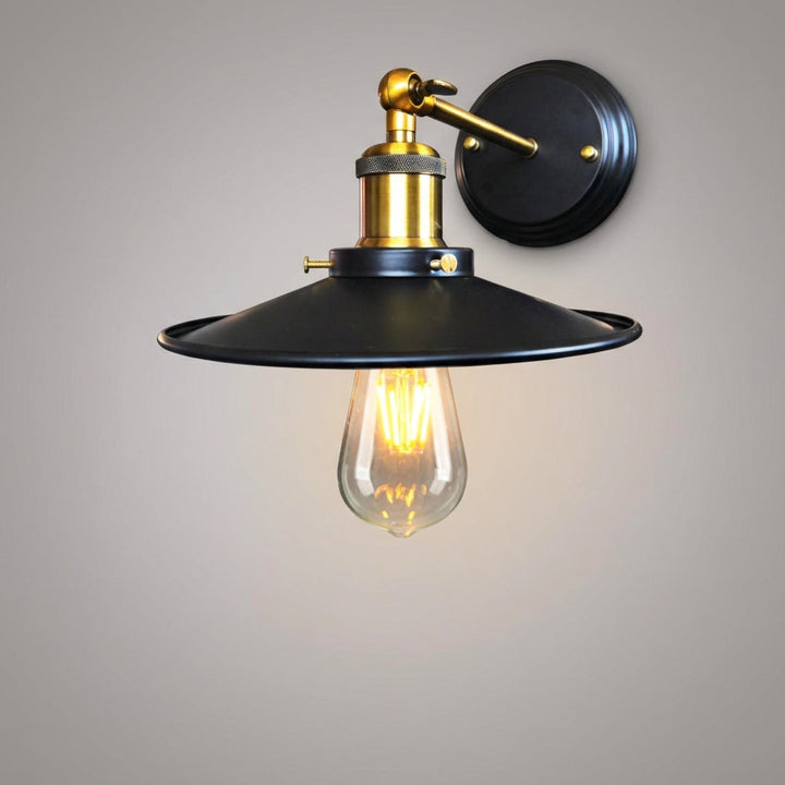 Noctelux industrial wall lamp, black metal sconce. Enhances interior lighting with vintage style.