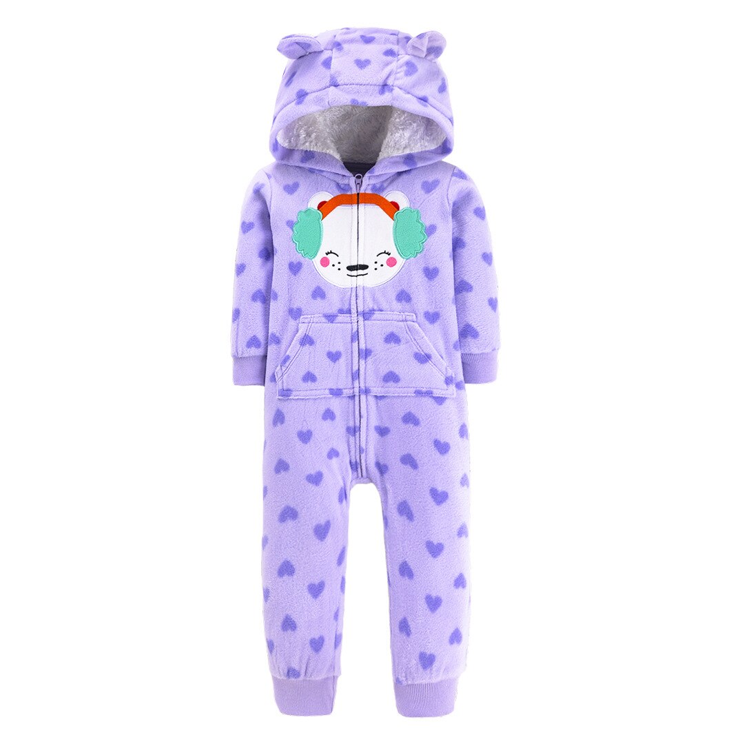 Unisex baby hooded overall, rainbow cloud dots, perfect for spring and autumn baby fashion