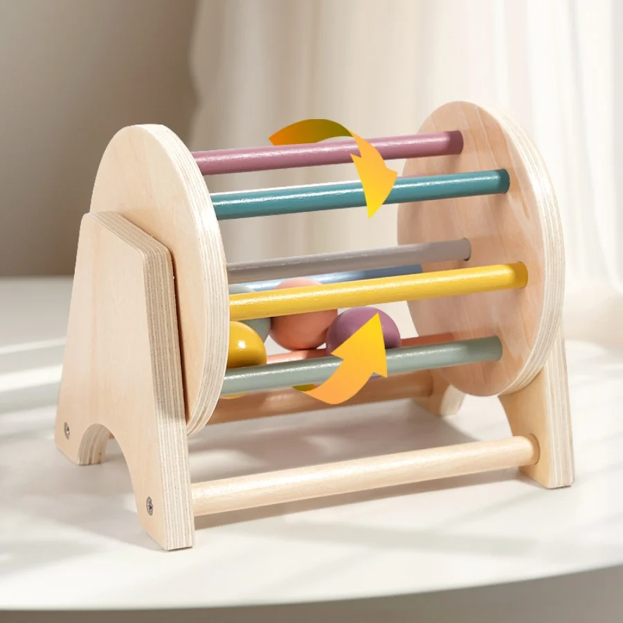 Montessori Infant Bell Soft Sounds rattle, a safe and engaging wooden musical toy for baby development